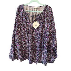 Ava & Viv ladies blouse NWT 2X ,multi color floral pattern